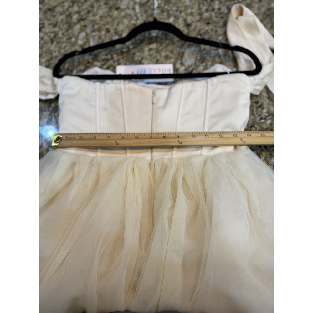 Oh Polly Reine Off-Shoulder Tulle Skirt Mini Dress Ivory Size 6 Corset Tutu - Picture 9 of 13